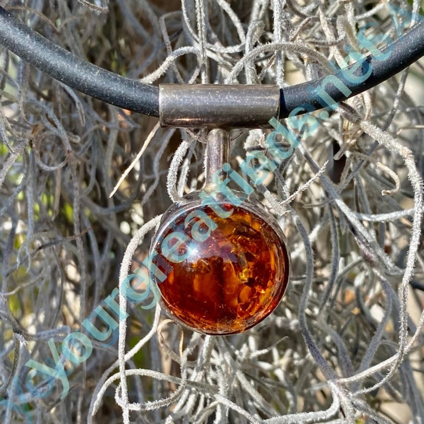 Vintage Modernist Baltic Amber Sterling Silver Necklace Yourgreatfinds