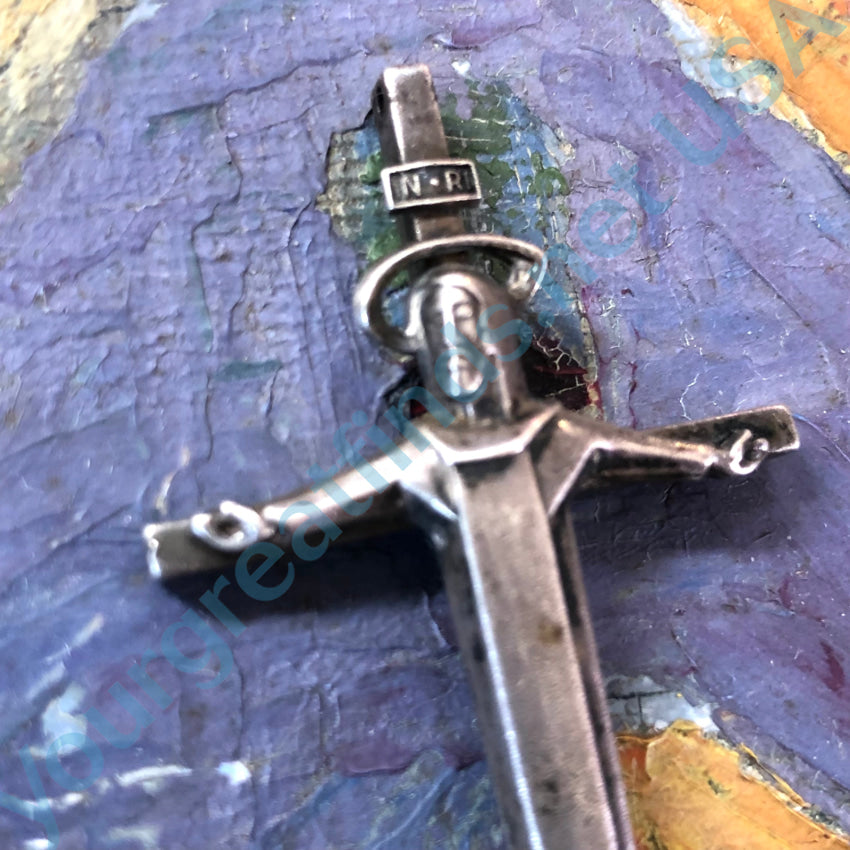 Vintage Modernist Large Sterling Silver Crucifix Pendant Creed Pendant