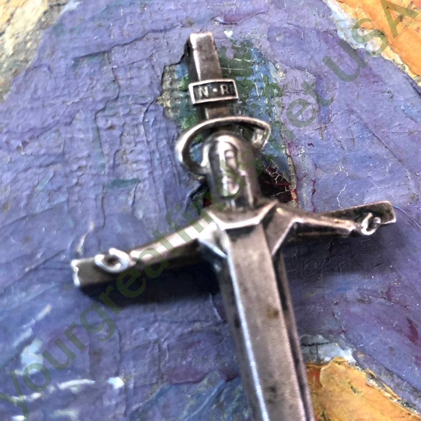 Vintage Modernist Large Sterling Silver Crucifix Pendant Creed Pendant