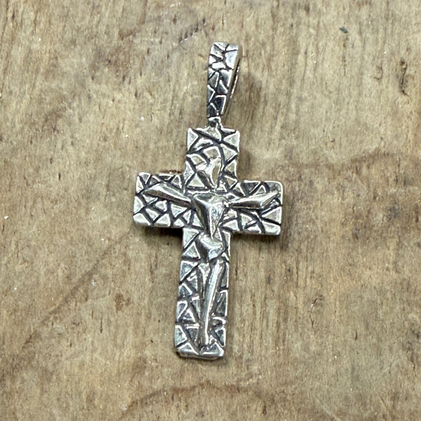 Vintage Modernistic Sterling Silver Crucifix Pendant pendant
