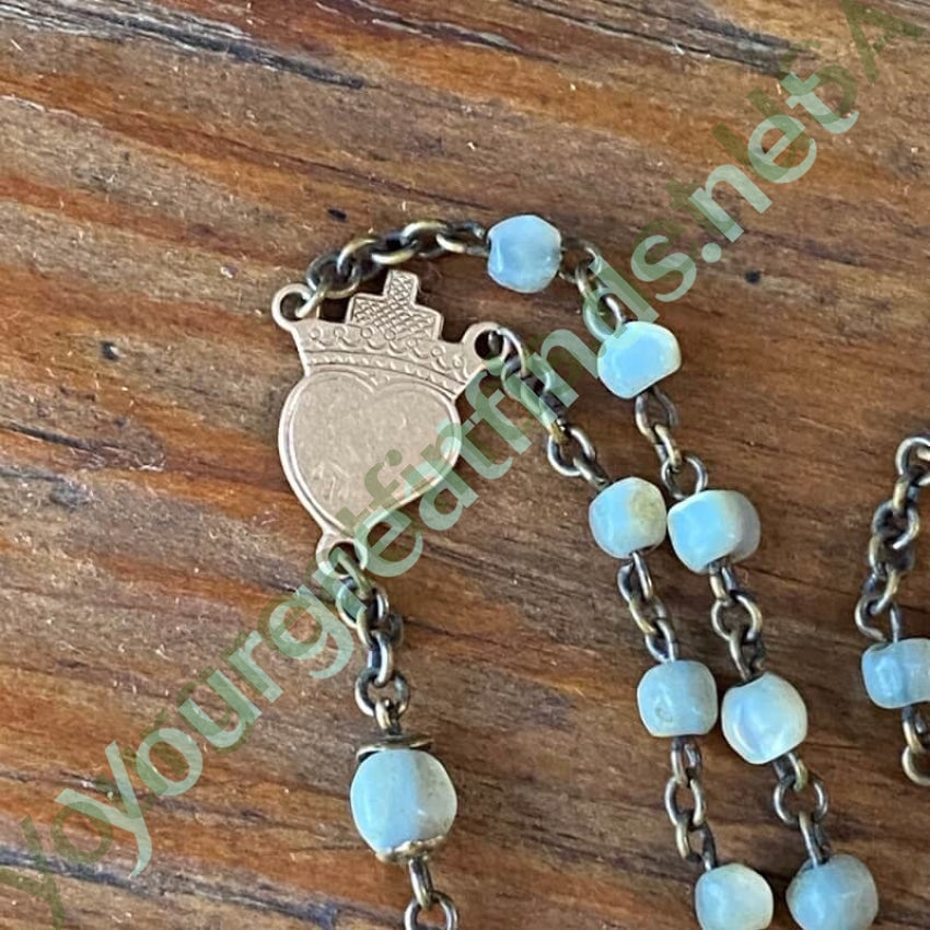 Vintage Mother of Pearl Rosary with Rose Gold Over Brass Yourgreatfinds