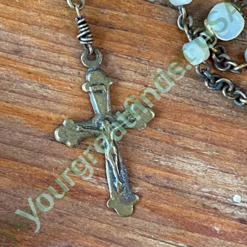 Vintage Mother of Pearl Rosary with Rose Gold Over Brass Yourgreatfinds