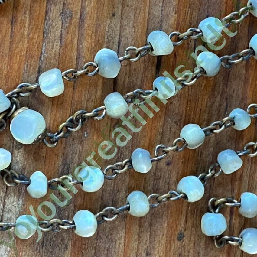 Vintage Mother of Pearl Rosary with Rose Gold Over Brass Yourgreatfinds