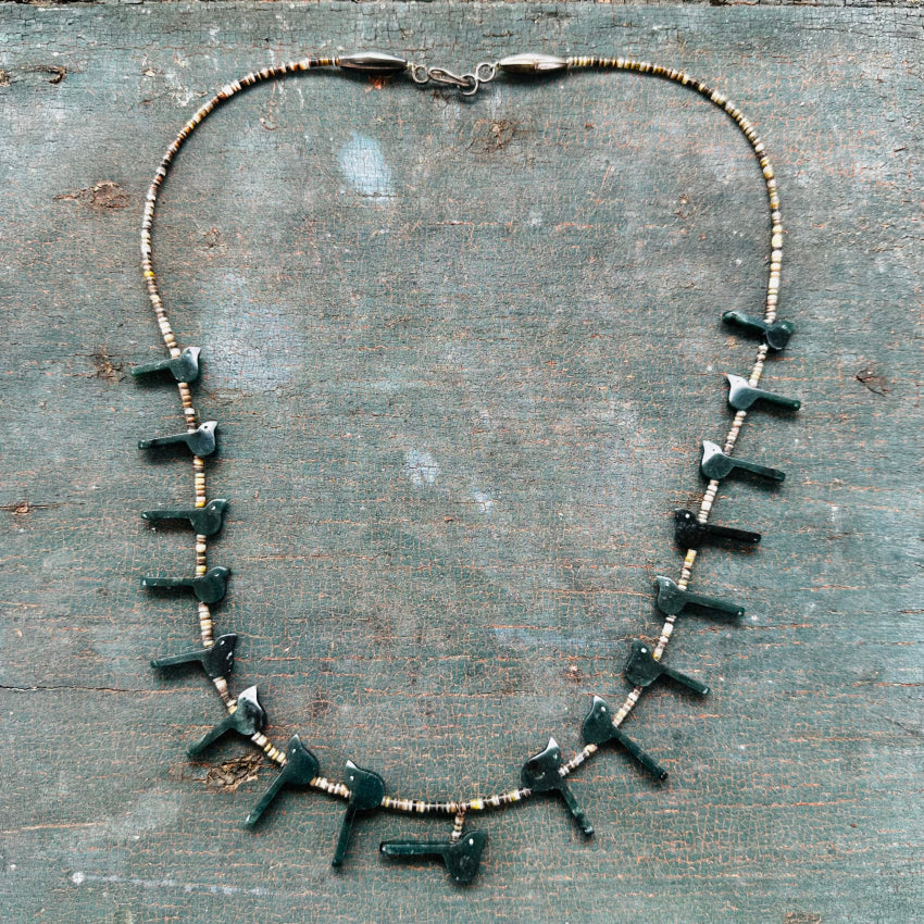 Vintage Native American Heishi & Bird Fethish Necklace