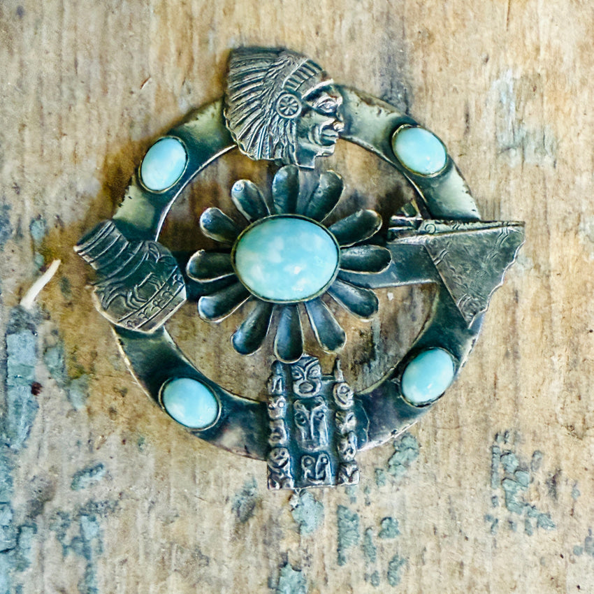 Vintage Native American Themed Brooch brooch