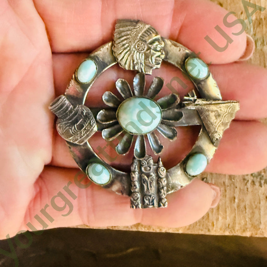 Vintage Native American Themed Brooch brooch