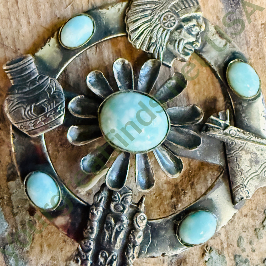 Vintage Native American Themed Brooch brooch