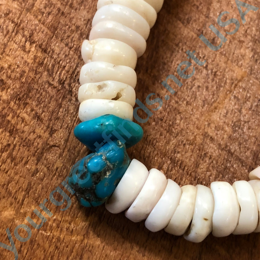 Vintage Natural Hawaiian Puka Shell Turquoise Necklace Puka Shell Necklace