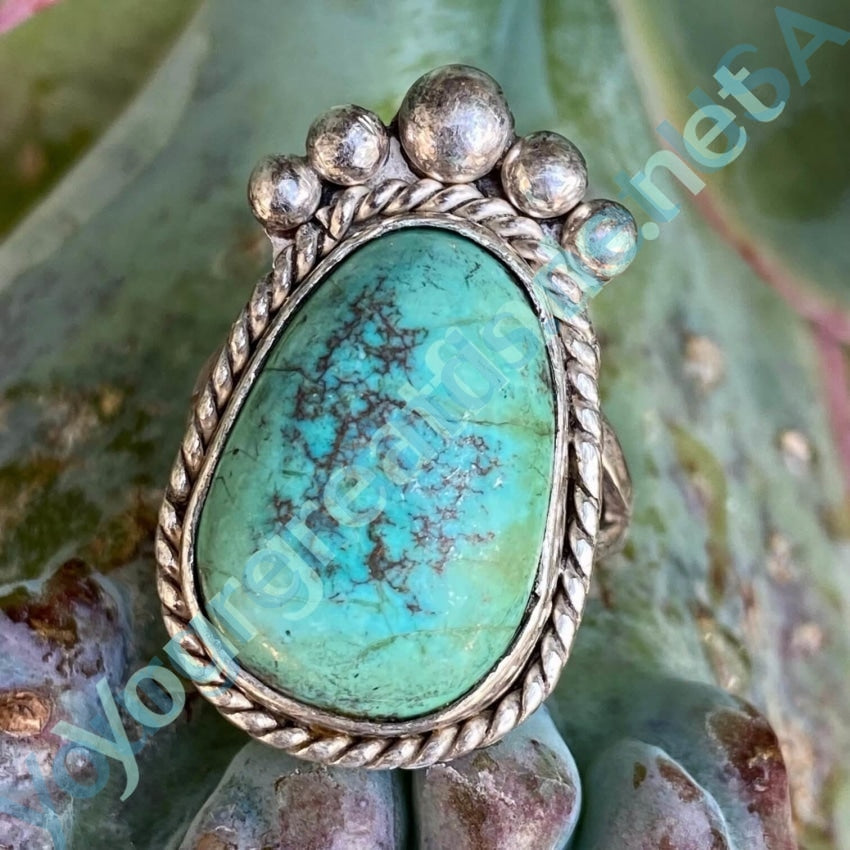Vintage Natural Mint Green Turquoise Ring Sterling Silver 7.5 Yourgreatfinds