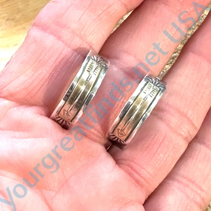 Vintage Navajo 12K Gold Filled Sterling Silver Arrow Hoop Earrings
