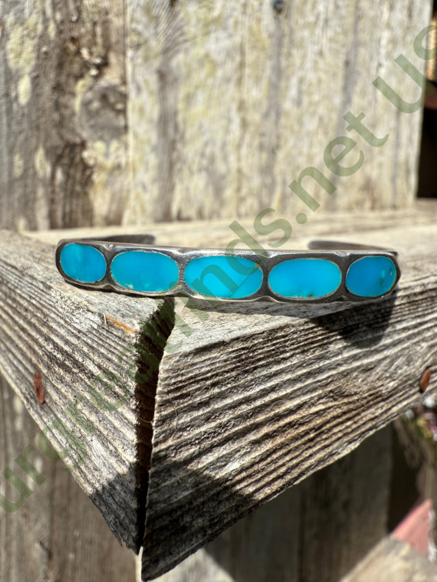 Vintage Navajo Bracelet Sterling SIlver & Inlay Turquoise bracelet
