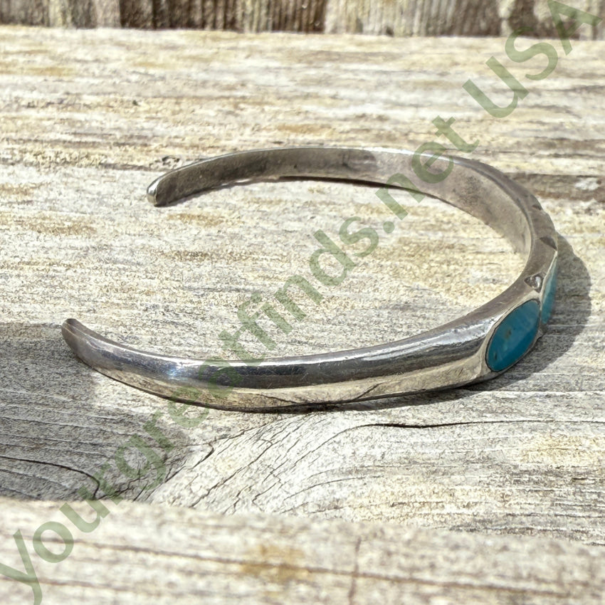 Vintage Navajo Bracelet Sterling SIlver & Inlay Turquoise bracelet
