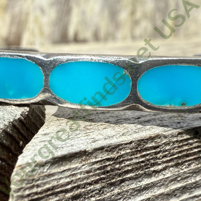 Vintage Navajo Bracelet Sterling SIlver & Inlay Turquoise bracelet