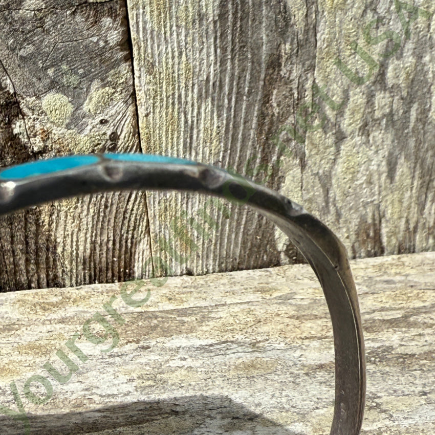 Vintage Navajo Bracelet Sterling SIlver & Inlay Turquoise bracelet