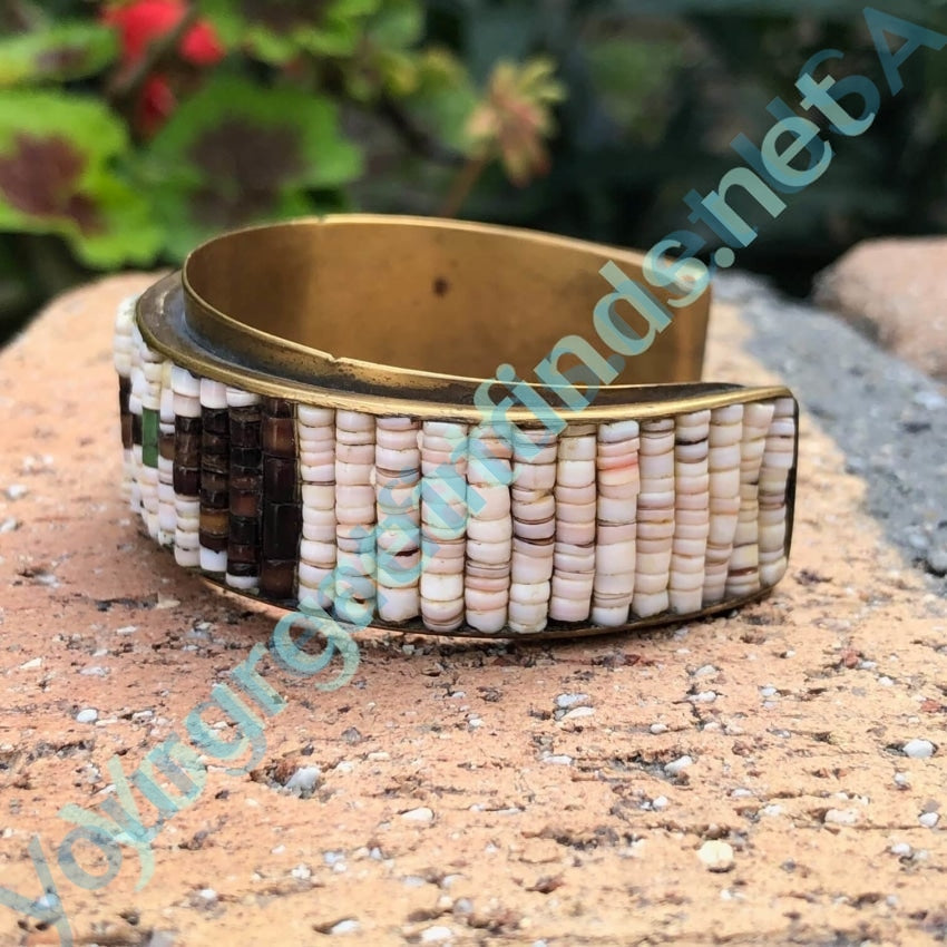 Vintage Navajo Brass Heishi Cuff Bracelet Yourgreatfinds
