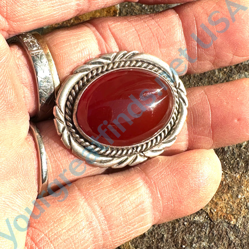 Vintage Navajo Carnelian Sterling Silver Pin Albert Cleveland Pin