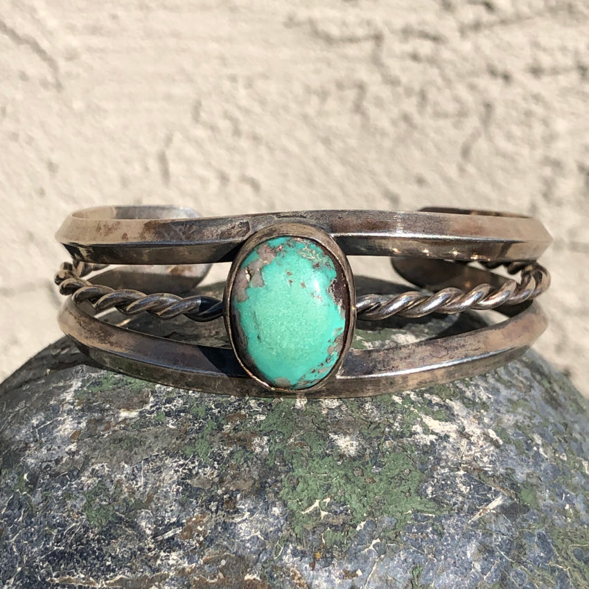 Vintage Navajo Cripple Creek Turquoise Cuff Bracelet