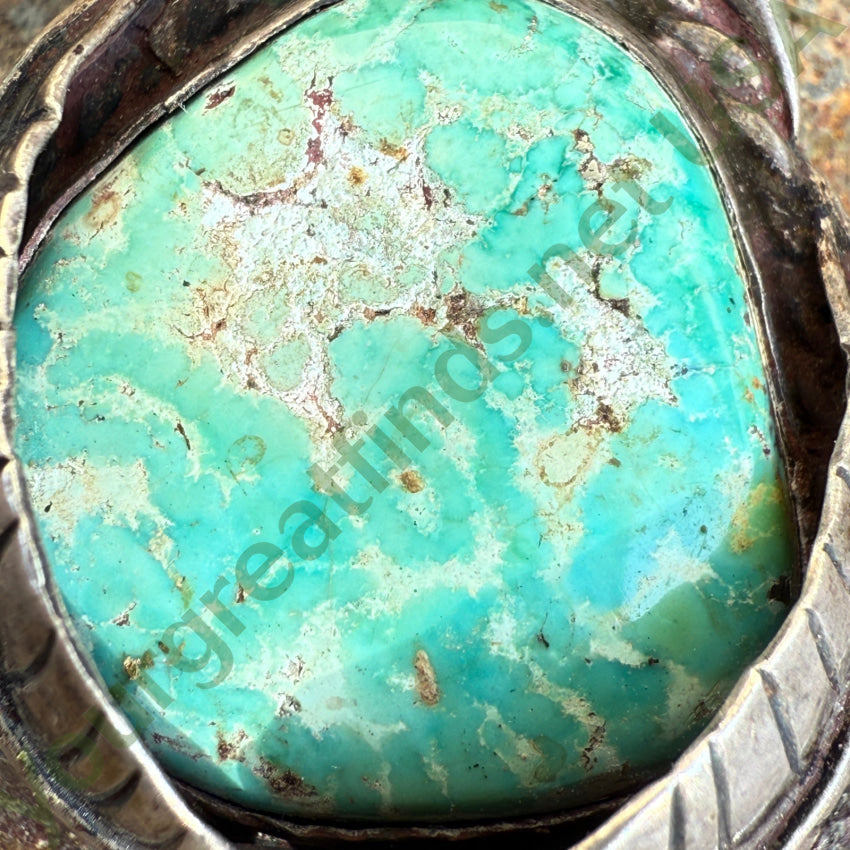 Vintage Navajo Double Feather Pendant Turquoise & Sterling Silver pendant