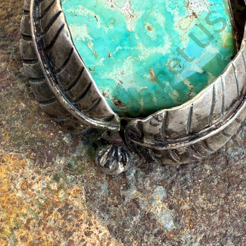 Vintage Navajo Double Feather Pendant Turquoise & Sterling Silver pendant