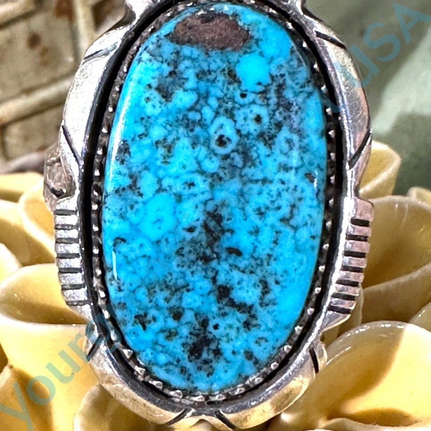 Vintage Navajo Ed Kee Sterling Silver Turquoise Ring Size 7