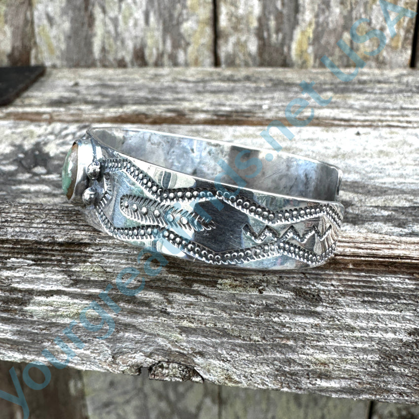 Vintage Navajo Ingot Silver & Turquoise Row Bracelet Bracelet