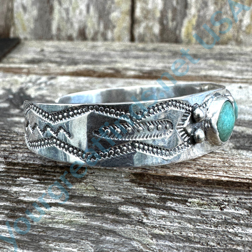 Vintage Navajo Ingot Silver & Turquoise Row Bracelet Bracelet