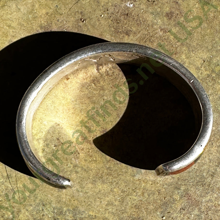 Vintage Navajo Jet & Red Dinosaur Bone Channel Inlay Sterling Silver Bracelet Bracelet