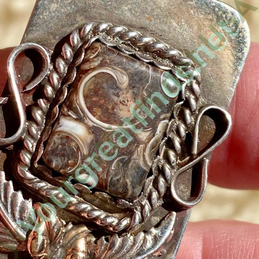 Vintage Navajo Money Clip Agate Sterling Silver Gold Yourgreatfinds