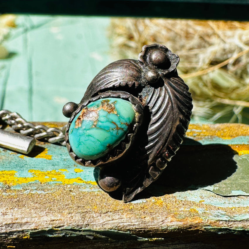 Vintage Navajo Natural American Turquoise Sterling Tie Tack Pin