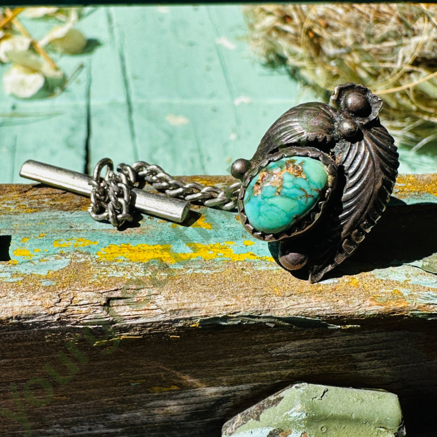 Vintage Navajo Natural American Turquoise Sterling Tie Tack Pin
