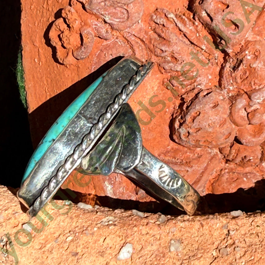 Vintage Navajo Pale Blue Turquoise Ring Sterling Silver Size 8 ring