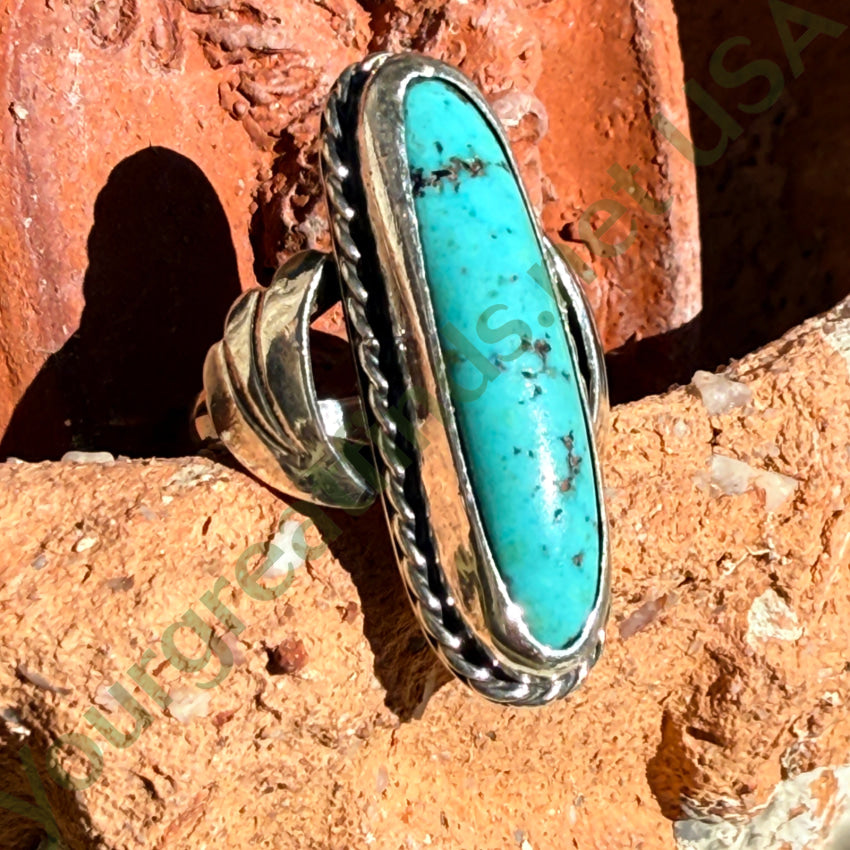 Vintage Navajo Pale Blue Turquoise Ring Sterling Silver Size 8 ring