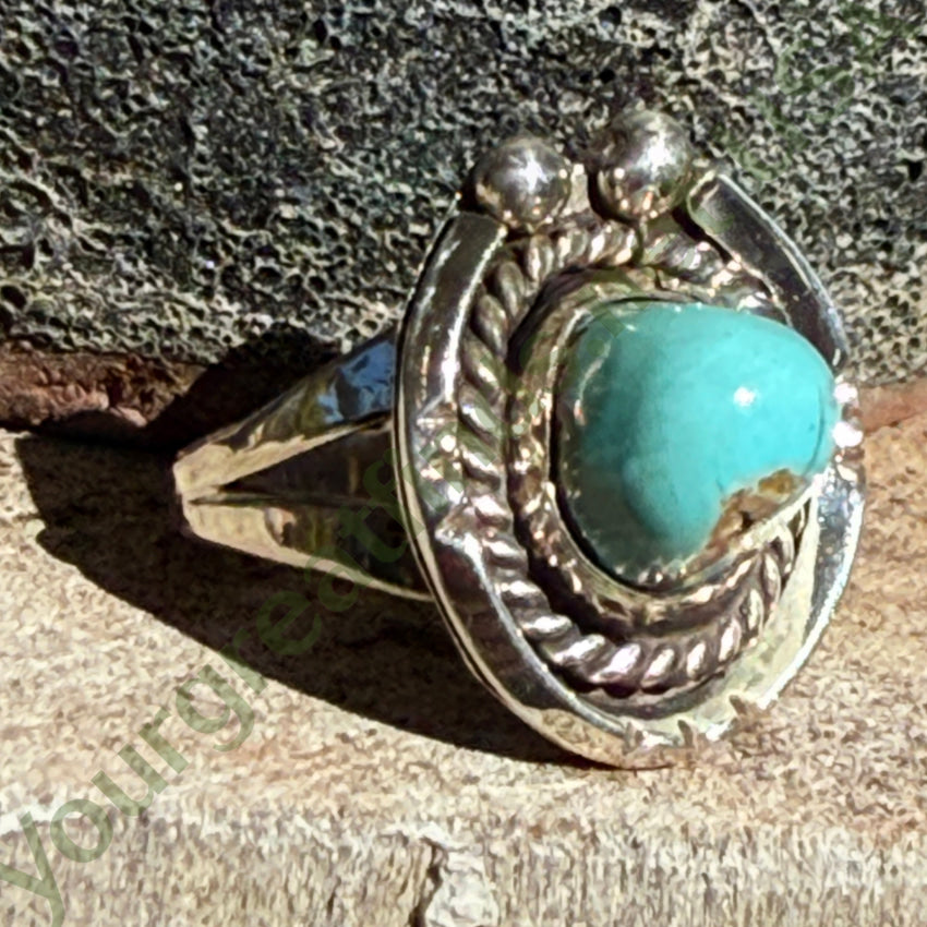 Vintage Navajo Pale Blue Turquoise & Sterling Silver Ring 7.75 ring