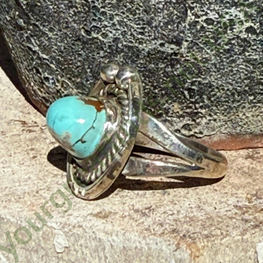 Vintage Navajo Pale Blue Turquoise & Sterling Silver Ring 7.75 ring