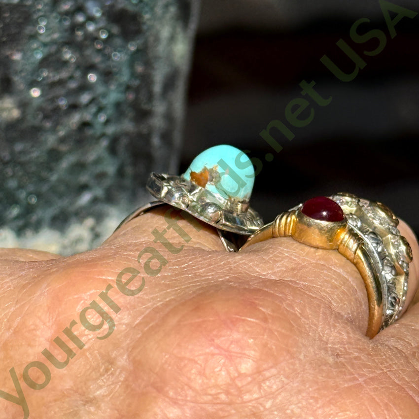 Vintage Navajo Pale Blue Turquoise & Sterling Silver Ring 7.75 ring