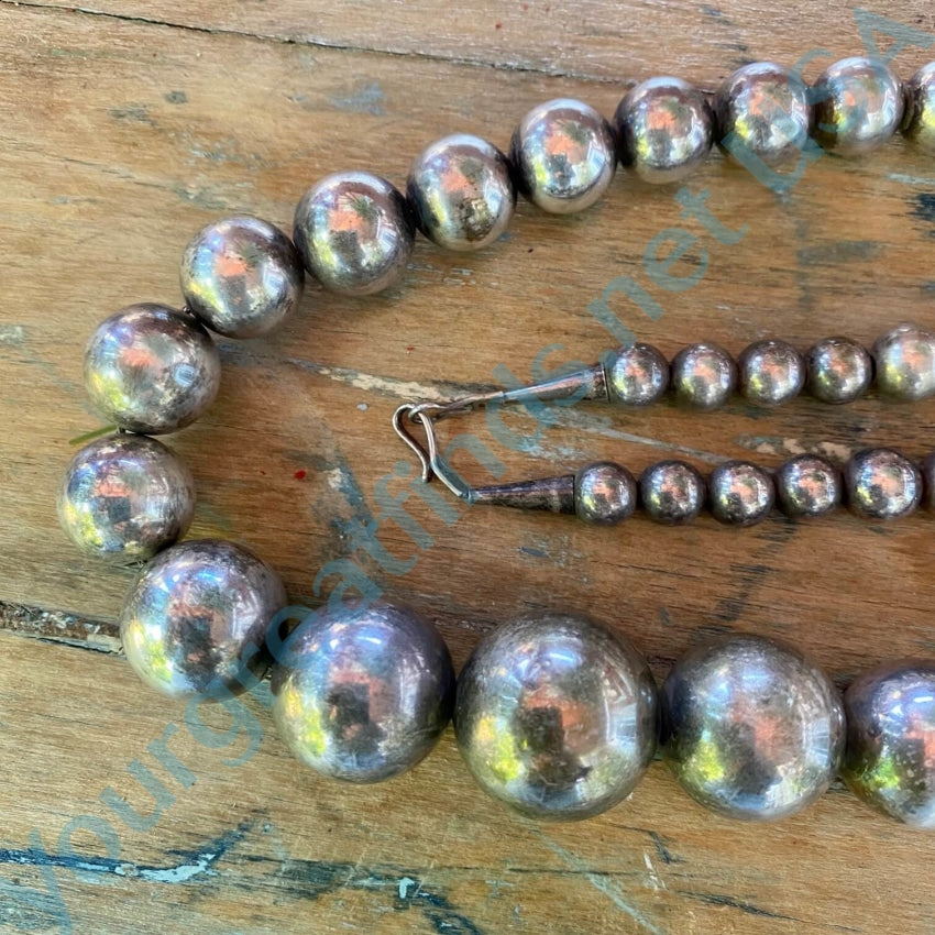 Vintage Navajo Pearls Sterling Silver Beaded Necklace