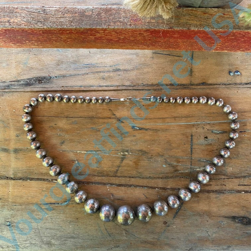 Vintage Navajo Pearls Sterling Silver Beaded Necklace