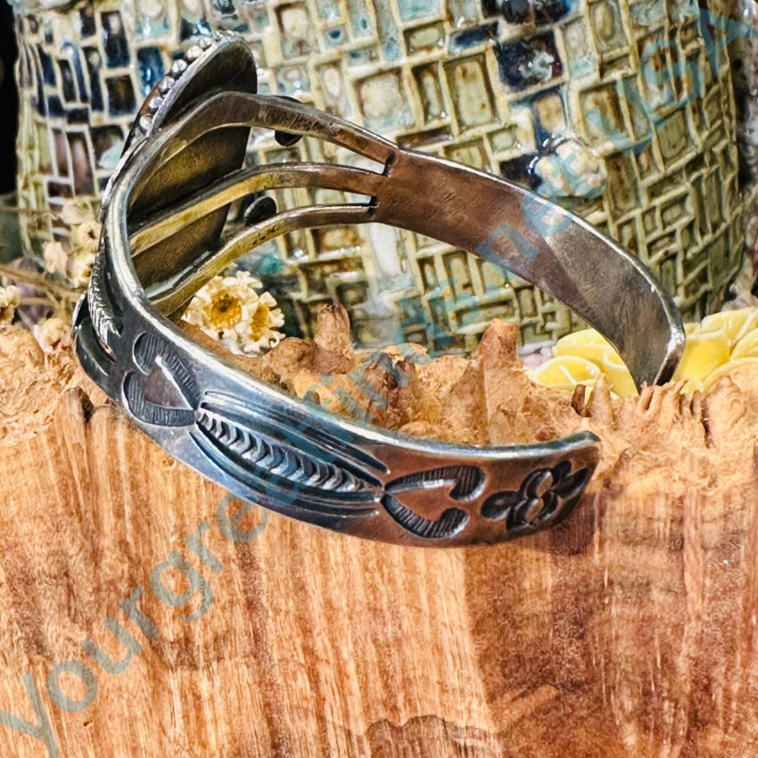 Vintage Navajo Petrified Wood Sterling Silver Bracelet Fred Harvey