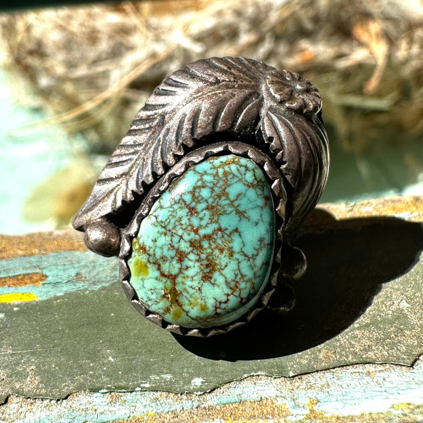 Vintage Navajo Red Mountain Turquoise Sterling Tie Tack Pin