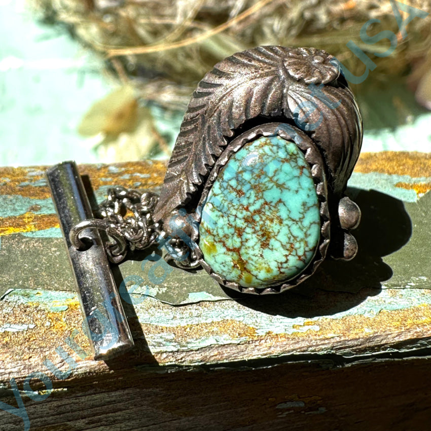 Vintage Navajo Red Mountain Turquoise Sterling Tie Tack Pin