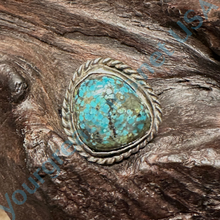 Vintage Navajo Spider Web Nodule Turquoise Sterling Silver Ring 5 1/4