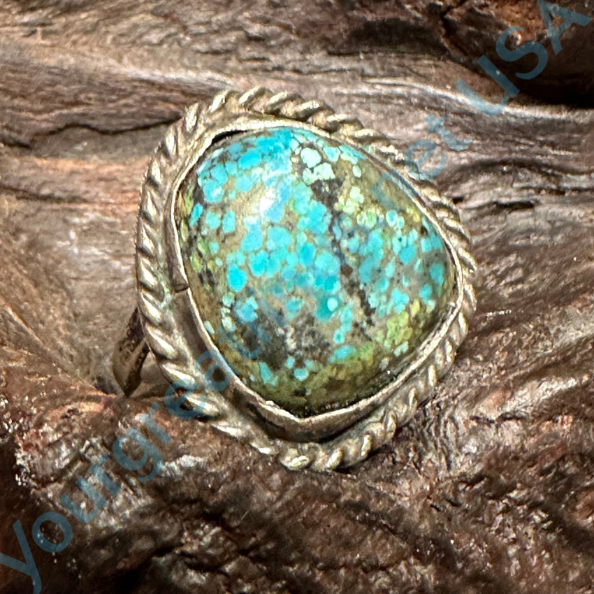 Vintage Navajo Spider Web Nodule Turquoise Sterling Silver Ring 5 1/4