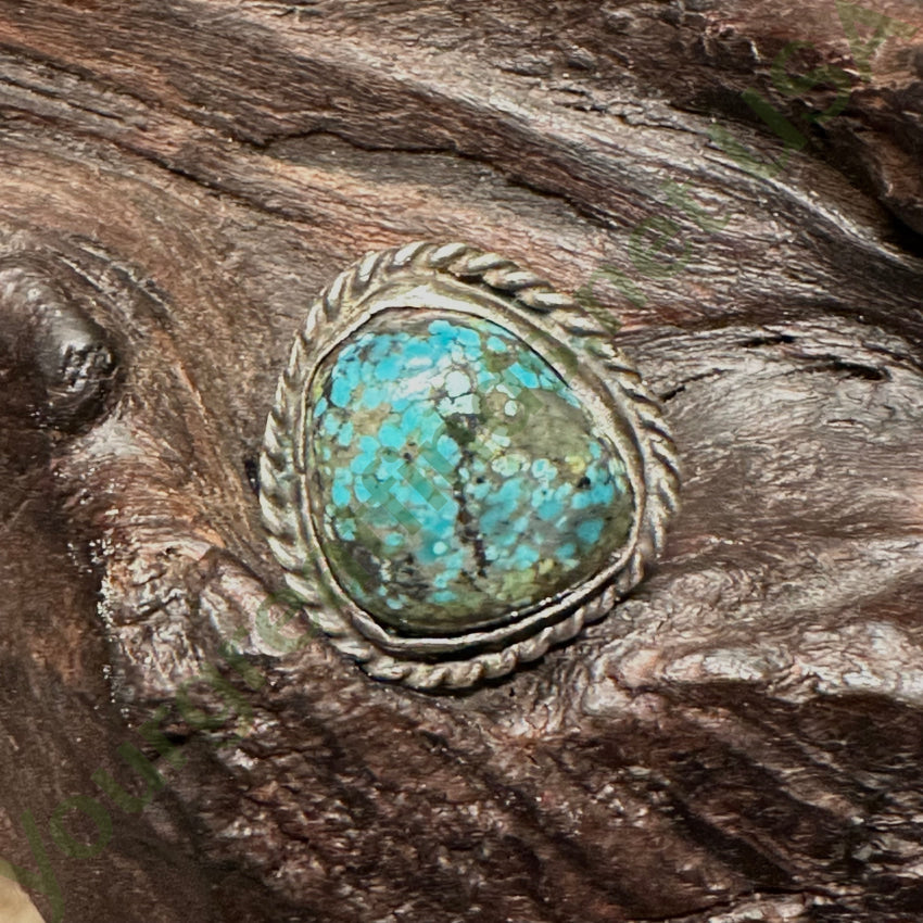 Vintage Navajo Spider Web Nodule Turquoise Sterling Silver Ring 5 1/4