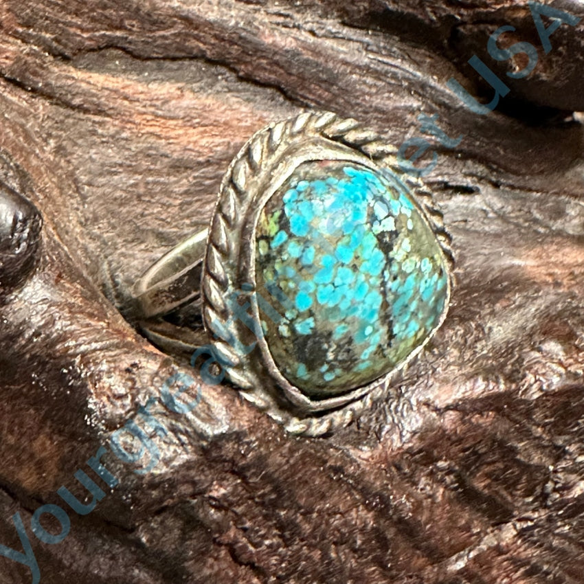 Vintage Navajo Spider Web Nodule Turquoise Sterling Silver Ring 5 1/4