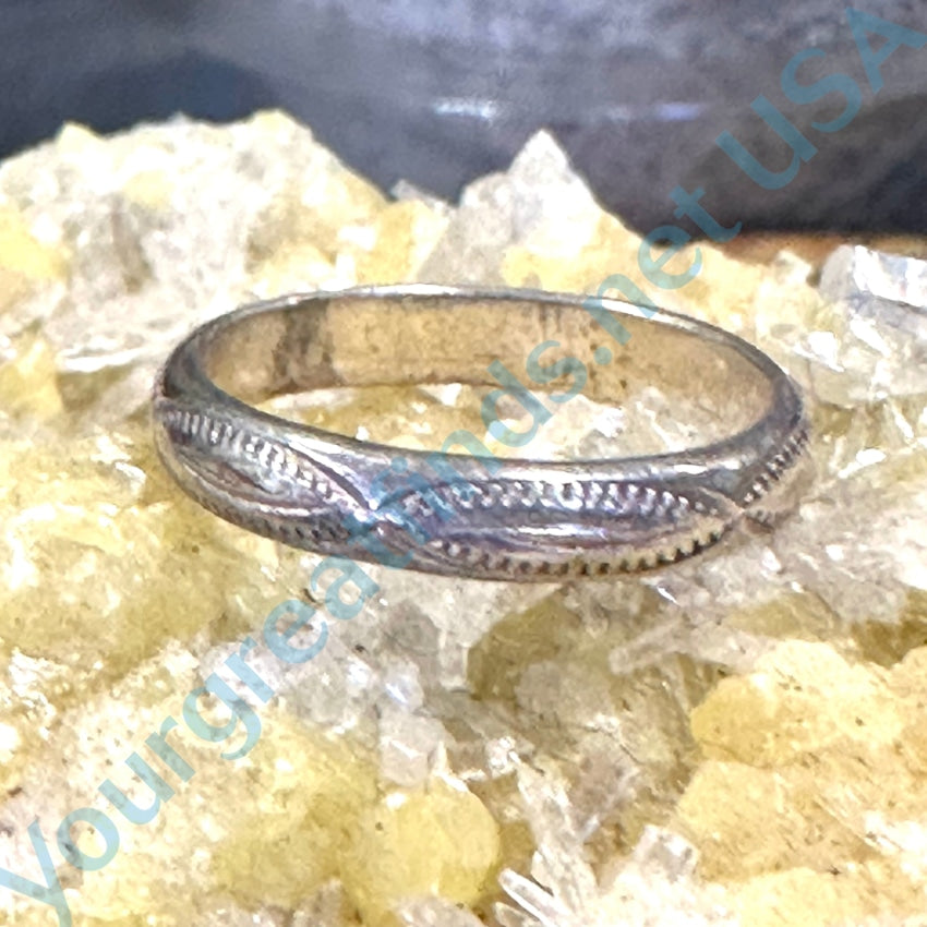 Vintage Navajo Stamp Decorated Sterling Silver Band Ring 6.25