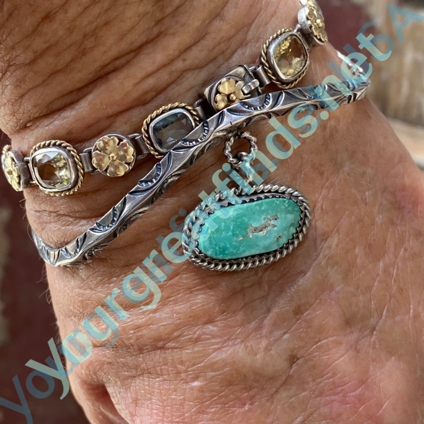 Vintage Navajo Stamped Carinated Bracelet Turquoise Sterling Silver Yourgreatfinds