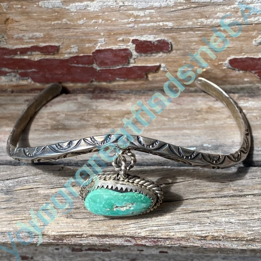 Vintage Navajo Stamped Carinated Bracelet Turquoise Sterling Silver Yourgreatfinds