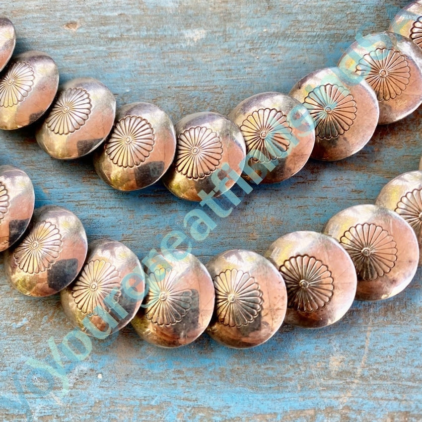 Vintage Navajo Stamped Sterling Disk Bead Necklace Yourgreatfinds