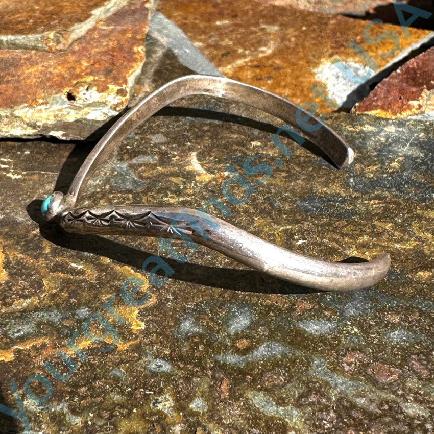 Vintage Navajo Stamped Sterling Silver Turquoise Bracelet