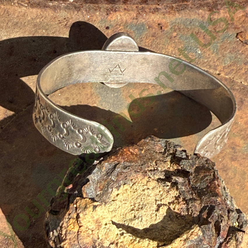 Vintage Navajo Stamped Sterling Silver & Turquoise Cuff Bracelet bracelet